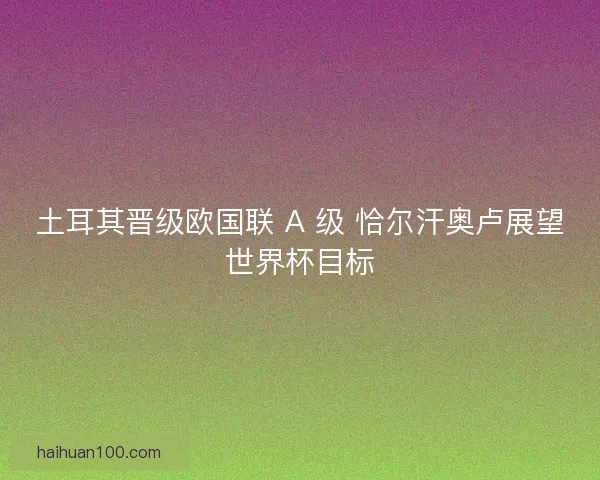 土耳其晋级欧国联 A 级 恰尔汗奥卢展望世界杯目标